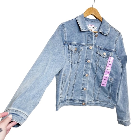 New with Tag Seven Ladies Wembley Wash Blue Button Down Modern Denim Jean Jacket - Picture 5 of 16